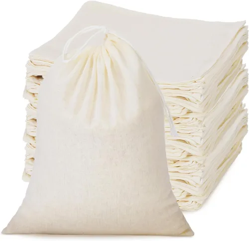 Tatuo - 50 bolsas de muselina de algodón con cordón, bolsa tipo saquito para boda, fiesta, artículos para el hogar