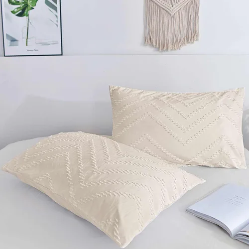 Miniatura 11 de Nanko Funda de Almohada Corporal 1 Paquete 20x54 pulgadas con Cremallera, Beige Tufted Jacquard Boho Suave Shabby Chic Microfibra Fundas de Almohada