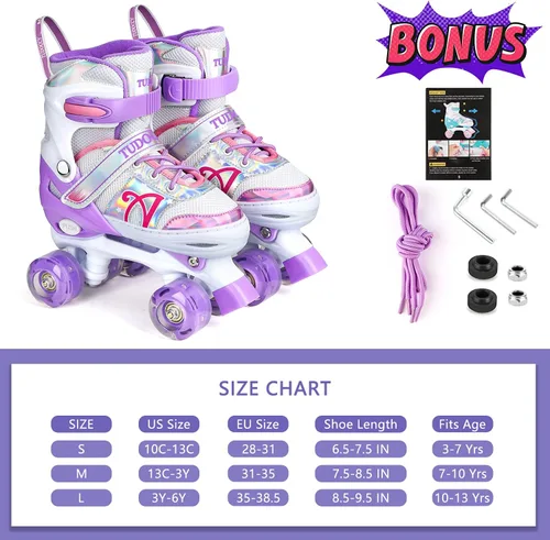 Miniatura 7 de Shine Skates - Patines ajustables de 4 tamaños con ruedas iluminadas para niñas, adolescentes, patines de exterior para principiantes y avanzados