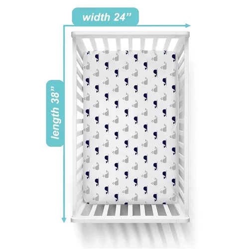 Miniatura 7 de American Baby Company - Juego de 2 sábanas ajustadas de mini cuna 100% algodón natural 38" x 24" - Sábanas portátiles pequeñas y transpirables