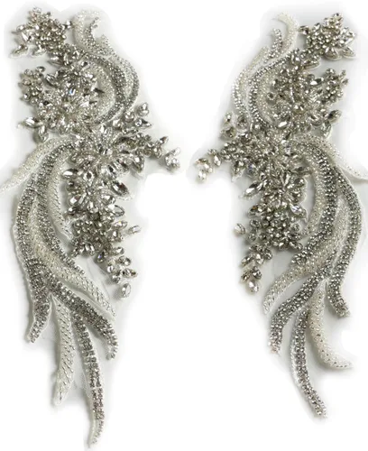 Miniatura 5 de Aplicaciones de strass plateados, adornos de aplicaciones bordadas, para coser en vestidos, vestido de noche para banquetes, toma de fotografía