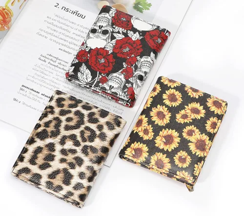 Miniatura 5 de Billetera pequeña de cuero plegable para mujer, mini monedero corto