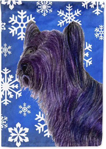 Miniatura 76 de Caroline's Treasures SC9374GF Bulldog English Snow flakes Holiday Garden Flag Buzón Bandera decorativa para patio exterior, patio, obras de arte