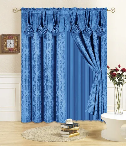 Miniatura 8 de All American Collection Nuevo juego de cortinas de 4 piezas con cenefa adjunta y transparente con 2 alzapaños incluidos