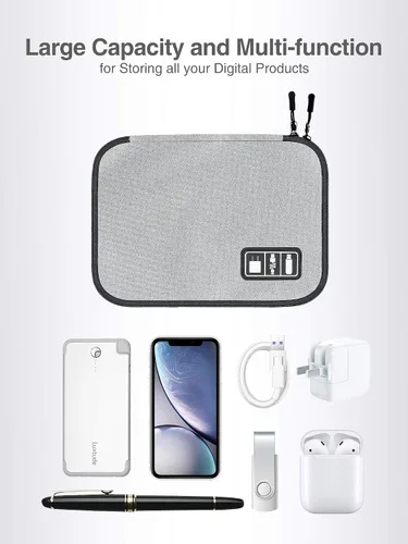 Miniatura 4 de Luxtude Organizador de Cables de Viaje, Bolsa Organizadora de Cables Plana, Organizador de Electrónica Portátil, Artículos Esenciales de Viaje