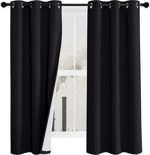 Miniatura 27 de NICETOWN Cortinas de Lino Sintético Angora con Barrera de Sonido que Aísla el Polvo, 100% Opacas, de 84 Pulgadas de Largo, 1 Panel, Cortinas