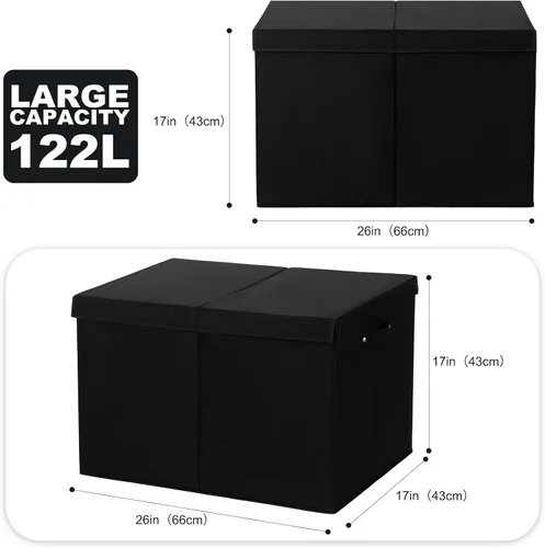 Miniatura 3 de popoly Caja grande de juguetes de 122L con tapa, organizador plegable de almacenamiento de juguetes con divisor extraíble para niños, niños, niñas