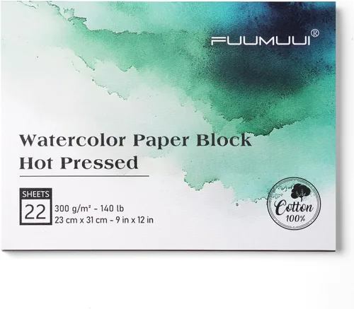 Miniatura 17 de Bloc de Papel de Acuarela, Fuumuui 5.5 x 8.5 pulgadas Papel 100% Algodón (20 Hojas, 140lb/300g), Encuadernado en Espiral para Pintar, Dibujar
