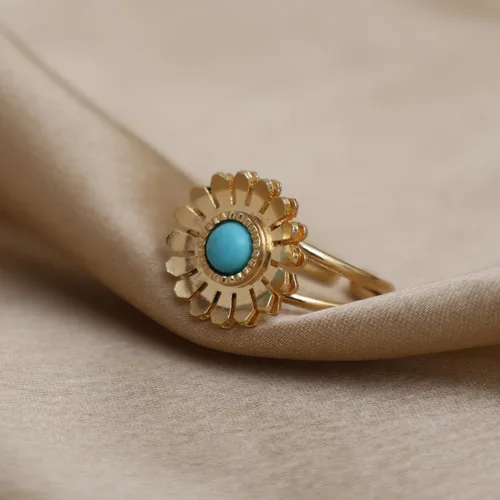Miniatura 5 de Gempires - Anillos de piedra natural para mujer, ligeros, de cristal, hechos a mano, hipoalergénicos, chapados en oro, para uso diario, regalos