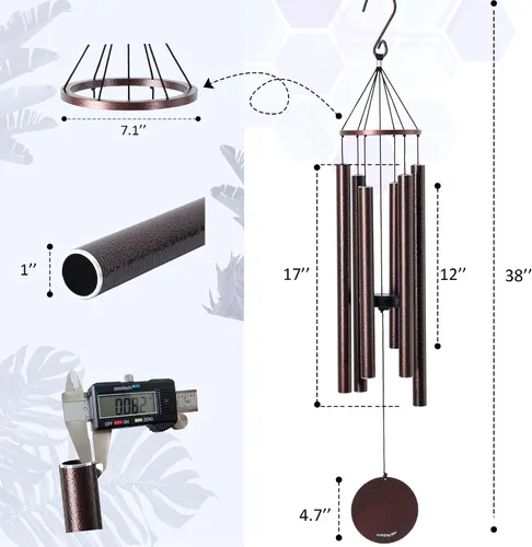 Miniatura 2 de Vanquer Campanillas de Viento para Exteriores de Tono Profundo - Campanillas de Viento de 38'' para Exteriores en Liquidación, Tono Profundo