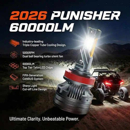Miniatura 5 de LUXSTER Bombillas LED H1 Punisher, adaptadores H1 incluidos, 40,000LM ultra brillantes, instalación Plug-N-Play, bombillas para luces antiniebla
