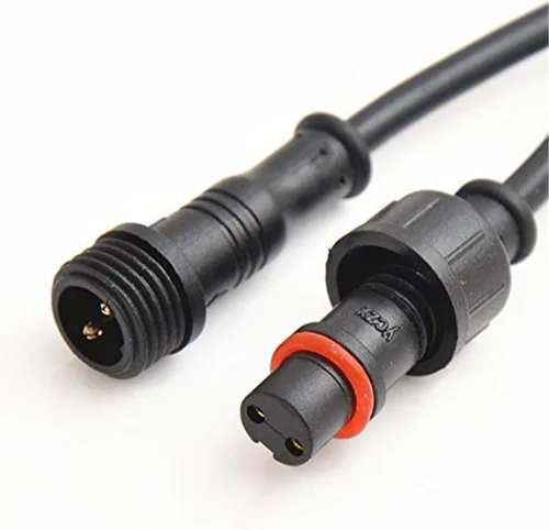 Miniatura 3 de 5 pares de conectores eléctricos LED de 2 pines negros para luces LED, cable de extensión de 20 cm, 40 cm/par, 0.3mm², tuerca de 15 mm