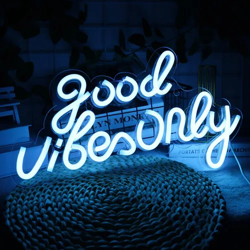 Miniatura 7 de Good Vibes Only - Letreros de neón para decoración de pared, luces de neón, letreros LED adecuados para sala de estar, bar de cerveza, sala de Blanco