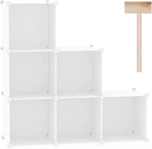 C&AHOME Organizador de almacenamiento de 6 cubos, estantes de cubos de almacenamiento apilables, estantería portátil, organizador de armario de Milky