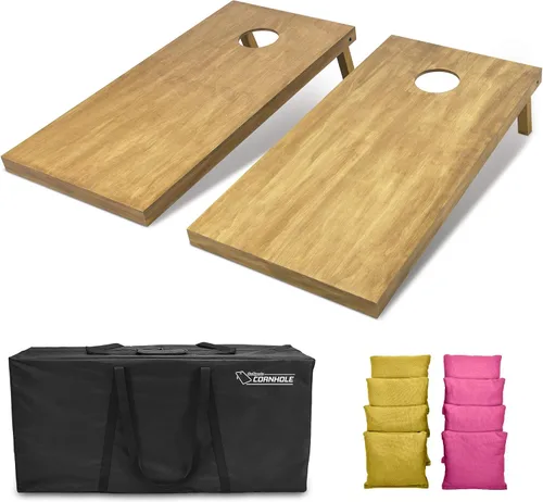 Miniatura 33 de GoSports 4 ft x 2 ft Regulation Size Wooden Cornhole Boards Set with Light Brown Finish - Includes Carrying Case and Bean Bags Negro- gris