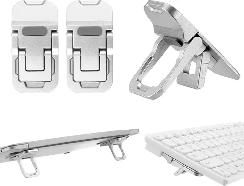 Miniatura 8 de Bewudy 2 soportes portátiles para teclado, ajuste de ángulo de inclinación doble, elevador plegable para laptop, pies autoadhesivos para la mayoría