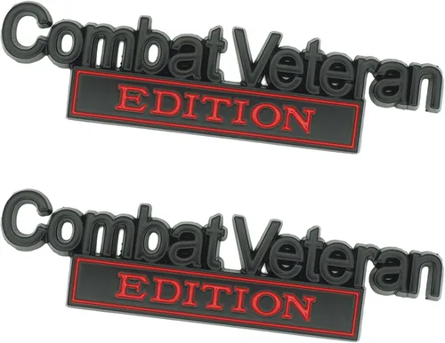 Paquete de 2 calcomanías de metal para guardabarros de edición de veteranos de combate, repuesto para vehículos universales, SUV, motocicleta,