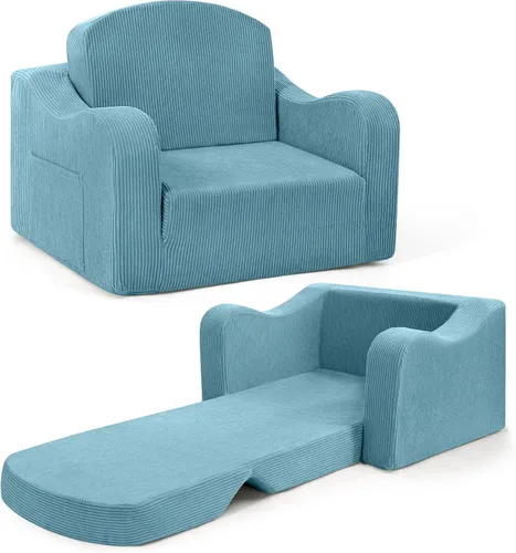 aodisman Silla y sofá 2 en 1 para niños, sofá de pana gruesa y acogedora, asiento de espuma convertible para leer, jugar, funda extraíble lavable,