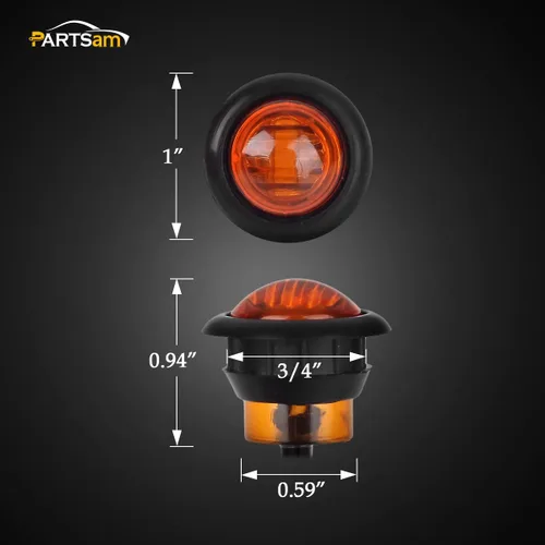 Miniatura 4 de Partsam 10 luces de marcador LED ámbar redondas de 3/4 pulgadas, luces de señal de giro de 3 cables para camioneta remolque, sellado impermeable