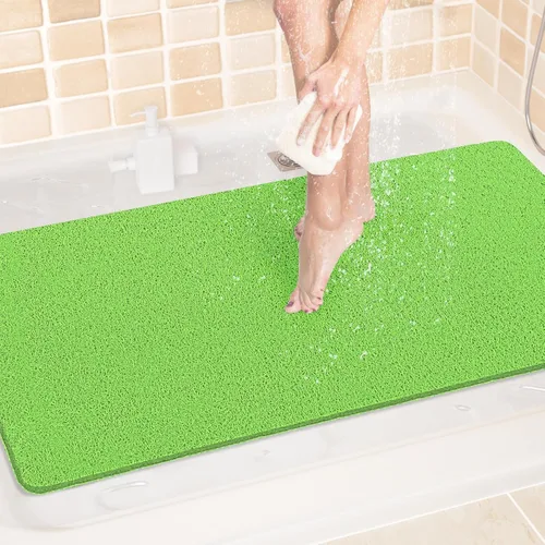 Miniatura 18 de LuxStep - Tapete de ducha, de 24 x 36 pulgadas, tapete de baño antideslizante con drenaje, tapete de baño de cloruro de polivinilo, de secado Gris