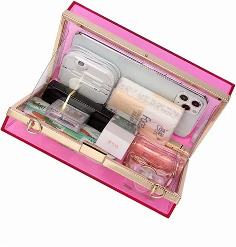 Miniatura 5 de Shiratori Las mujeres acrílico negro lápiz labial forma noche bolsos bolsos embrague vintage banquete bolso
