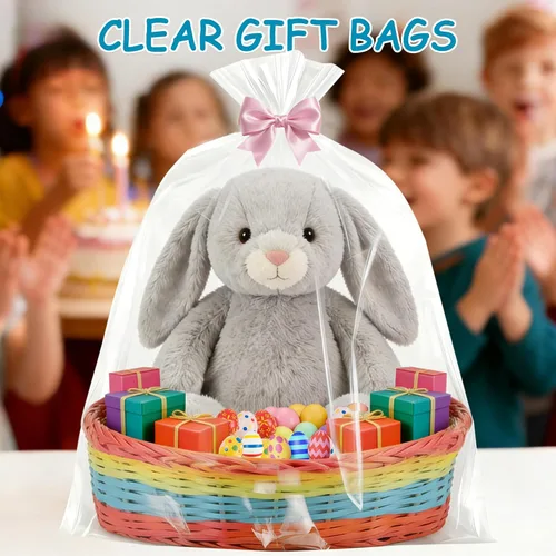 Miniatura 5 de Bolsas de celofán extra grandes de 40 x 50 pulgadas, 12 unidades de celofán de 0.110 in de grosor para cestas de regalo, bolsas de plástico