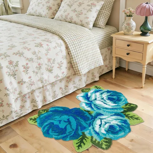 Miniatura 4 de USTIDE Alfombra de baño en forma de U, antideslizante, gruesa, peluda, azul, rosa, absorbente, alfombra de baño, decoración de granja, alfombra