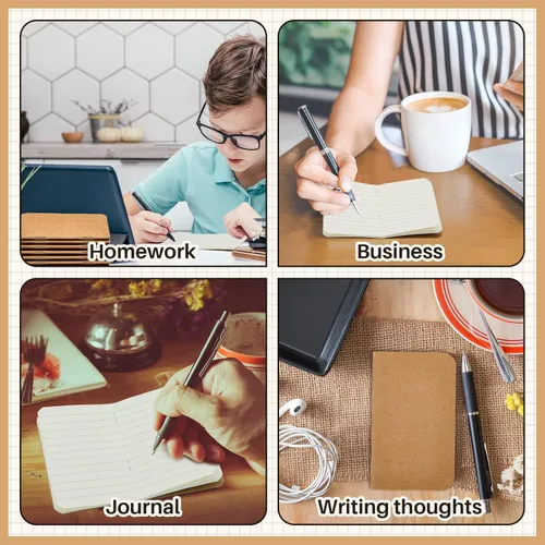 Miniatura 6 de Outus 90 cuadernos pequeños a granel de 2.5 x 4 pulgadas, cuadernos pequeños de papel de estraza de bolsillo de tapa suave para regalos