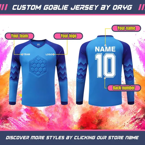 Miniatura 2 de ORYG Camiseta de portero de fútbol acolchada personalizada para niños, jóvenes y adultos con número de nombre