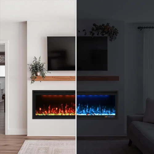 Miniatura 9 de Valuxhome Inserto de chimenea eléctrica empotrada de 40 pulgadas y montado en la pared con aplicación, toque de pantalla y control remoto, 13