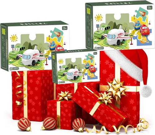 Miniatura 5 de Relleno de Calcetín Navideño Juego de 25 Piezas de Rompecabezas de Pista de Autos de Carrera para Niños, Serie Oceánica Juego de Pista de Autos