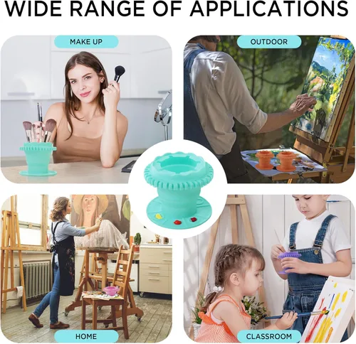 Miniatura 6 de SESENSE Limpiador de pinceles de pintura – Limpiador de pinceles de silicona plegable con paleta y soporte de almacenamiento de 40 pinceles