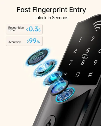 Miniatura 5 de Cerradura Inteligente WiFi para Puerta Principal – Cerrojo Electrónico de Entrada sin Llave Firstriver con Huella Dactilar Biométrica y Teclado