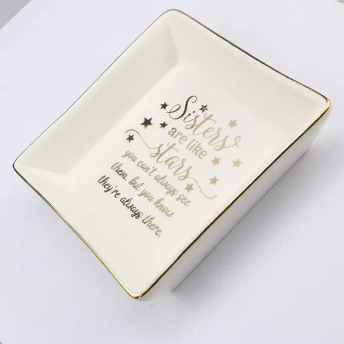 Miniatura 4 de JoycuFF Regalos para hermanas para mujeres, plato decorativo para anillos, bandeja de cerámica para joyas, decoración del hogar, las hermanas son