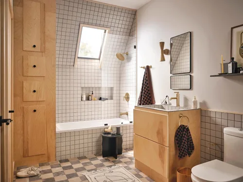 Miniatura 2 de Moen Gibson T3003EPBZG - Moderna moldura para bañera y ducha Posi-Temp de oro bronce con válvula de ducha de lluvia de 8 pulgadas requerida