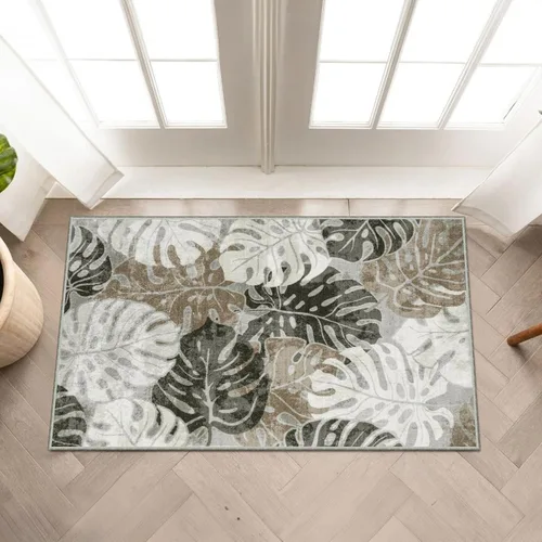 Miniatura 23 de Wonnitar Leaf - Alfombra de cocina de 2x3 pies, alfombra azul pequeña para baño, alfombra decorativa lavable para mesita de noche, planta