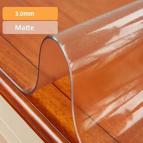 Miniatura 2 de Protector de mesa transparente mate, PVC de 0.118 in (borde biselado), impermeable, antideslizante, para vidrio, mármol, granito, mesa de comedor