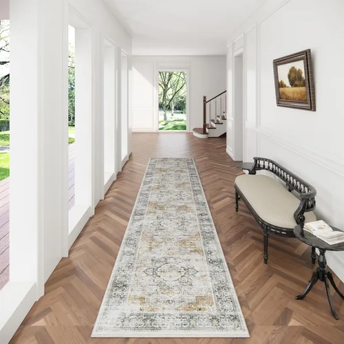 Miniatura 144 de Alfombra de pasillo lavable antideslizante: alfombra de cocina de 2 x 6 pies, resistente a las manchas, con parte trasera de goma, alfombra suave