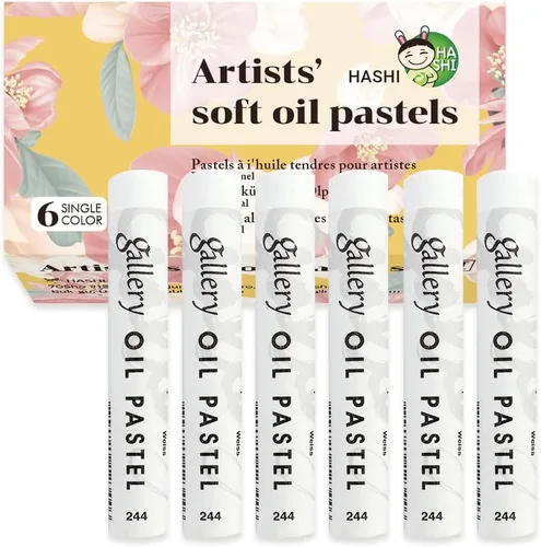 HA SHI Pastas al óleo profesionales blancas, 6 barras, suministros de arte suaves para artistas, textura cremosa para mezclar, medio de dibujo no