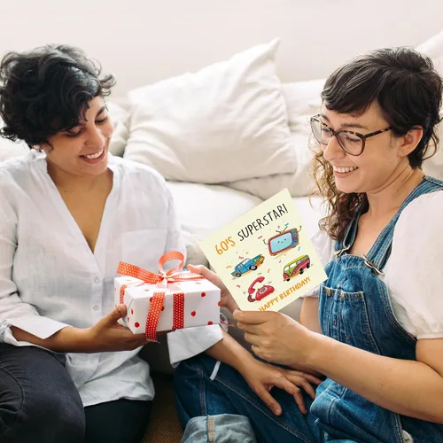 Miniatura 5 de Cheerin Tarjetas de felicitación de cumpleaños de los años 60 con sobre, divertida tarjeta de cumpleaños para abuela y abuelo, divertida tarjeta