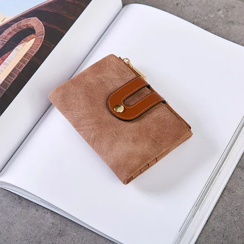 Miniatura 33 de AOXONEL Cartera pequeña de cuero plegable Rfid para mujer, con cremallera, bolsillo para tarjeta de identificación, delgada, compacta y delgada