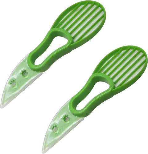 Gadgetime USA Cortador de aguacate (paquete de 2) - Herramienta 3 en 1 - Cortador, pelador, deshuesador y cuchara - Cuchillo multifuncional -