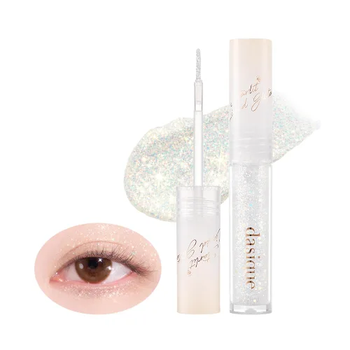 dasique Starlit Jewel - Brillo líquido | c #01 Frozen Gold | Sombra de purpurina parpadeante | Maquillaje coreano | Maquillaje de ojos brillante |