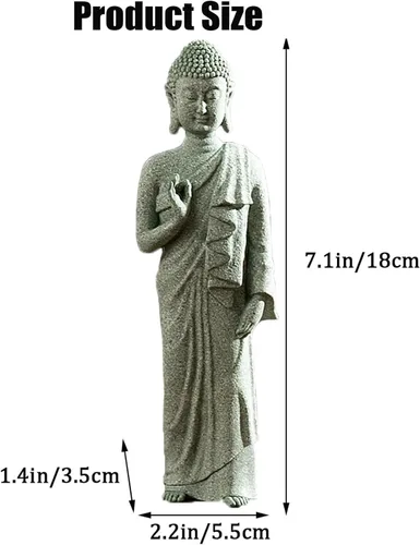 Miniatura 8 de Estatua de Buda para acuario, estatua de Buda de pecera, decoraciones de estatua de Buda de piedra arenisca natural, esculturas de Buda para pecera