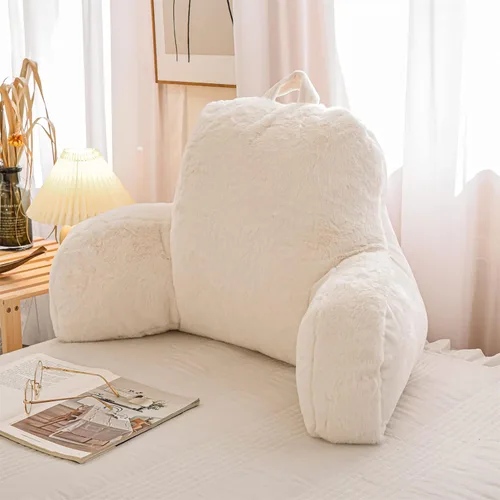 Miniatura 14 de Aimuan Almohada de lectura para descansar en la cama, almohada grande para adultos con respaldo y brazos para sentarse en la cama, cojín inclinado