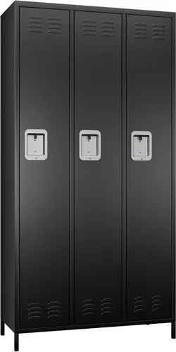 Miniatura 9 de METAN Armario de metal para escuela, oficina, gimnasio, dormitorio, armario de almacenamiento de acero de 3 puertas para empleados, armario