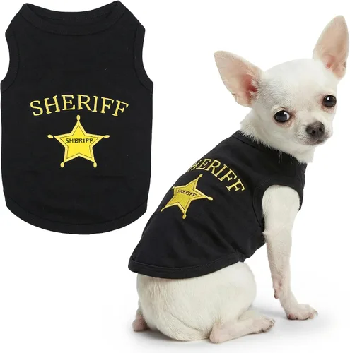Miniatura 43 de Camiseta para Perro Parisian Pet - Camiseta Bordada FBI - 100% Algodón, Ropa Transpirable para Perros - Chaleco para Mascotas Sin Mangas - Camisas