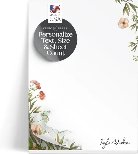 Miniatura 11 de Bloc de notas de papelería personalizado para mujer, bloc de notas personalizado con nombre, flores azul marino con fuente de guión, bloc de notas