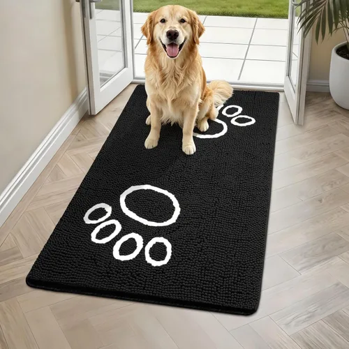 Miniatura 17 de Bcoimo Tapete súper absorbente para puerta de perro, 30 x 20 pulgadas, tapete antideslizante para patas fangosas, alfombras para mascotas para patas