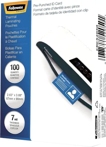 Miniatura 3 de Fellowes 52050, bolsas brillantes - Etiqueta de identificación perforada, 7 mil, paquete de 100